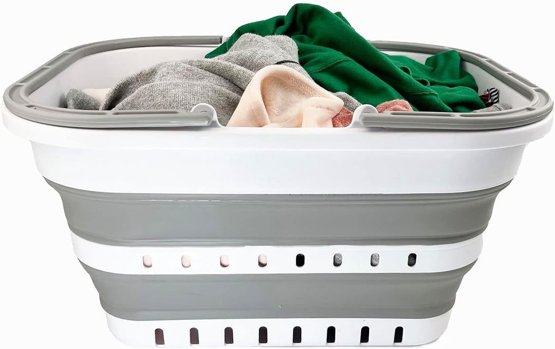 SAMMART 19L Collapsible Tub with Handle - Portable Outdoor Picnic Basket/Crater - Foldable Shopping