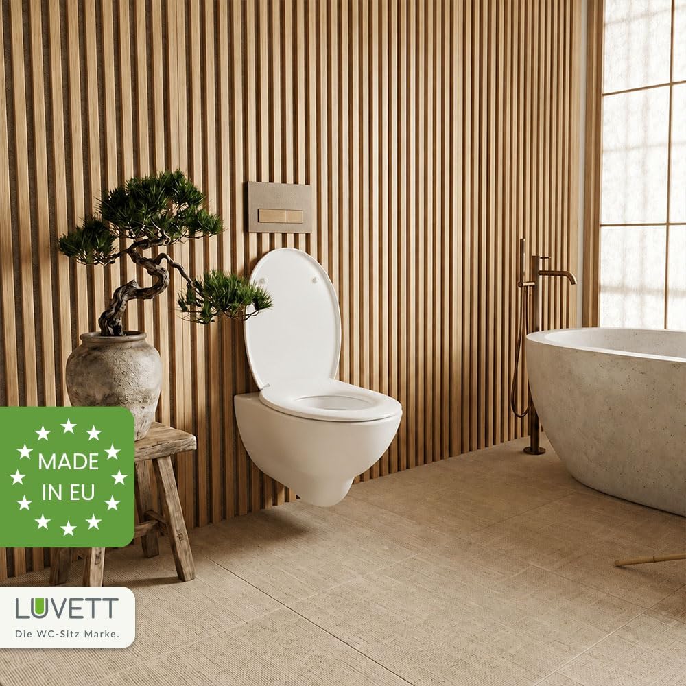 LUVETT® WC-Sitz inkl. 3 Edelstahl Montagelösungen &amp; Absenkautomatik Softclose, Made in EU, antibakte