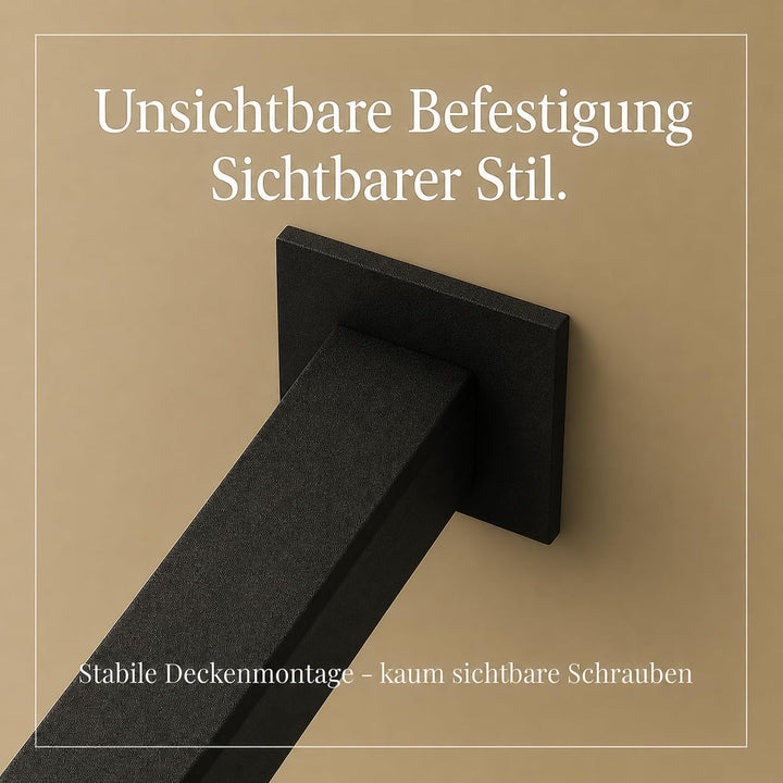 Kleiderstange Deckenmontage schwarz aus Metall - Garderobenstange Deckenmontage 30 kg Traglast - in
