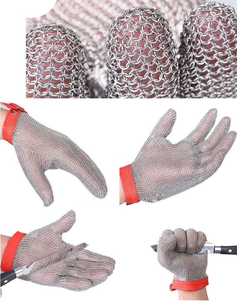 ThreeH Schnittfeste Handschuhe aus Edelstahl 304L Drahtgewebe für Schneiden schneiden hacken Fleisch