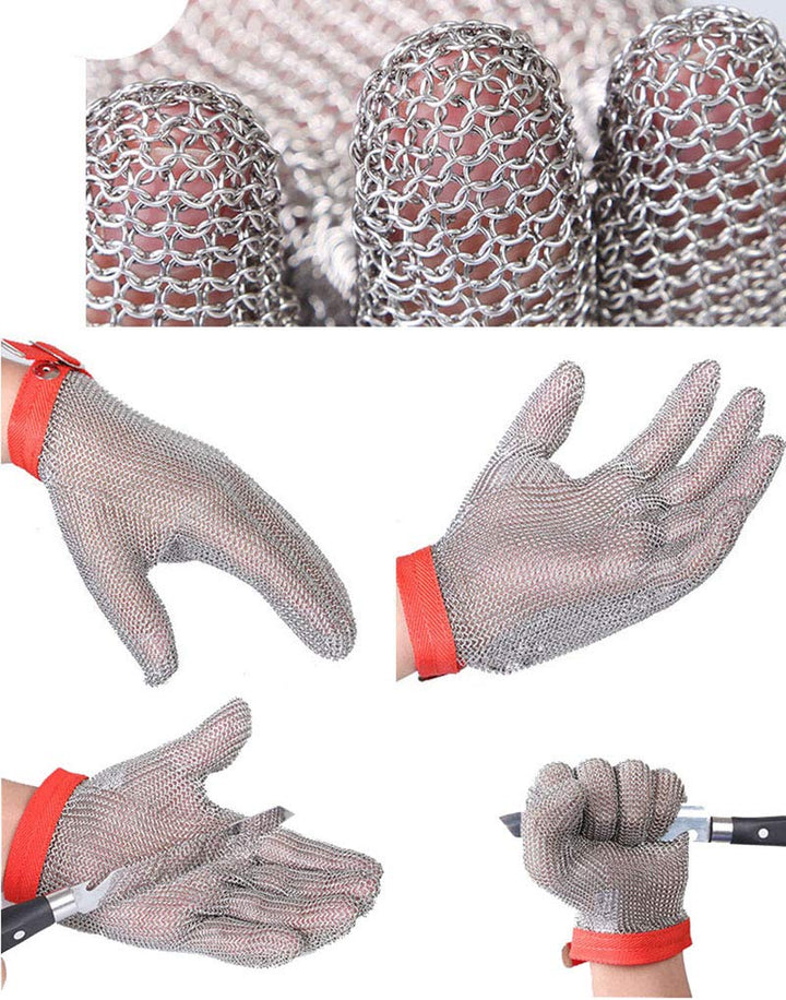 ThreeH Schnittfeste Handschuhe aus Edelstahl 304L Drahtgewebe für Schneiden schneiden hacken Fleisch