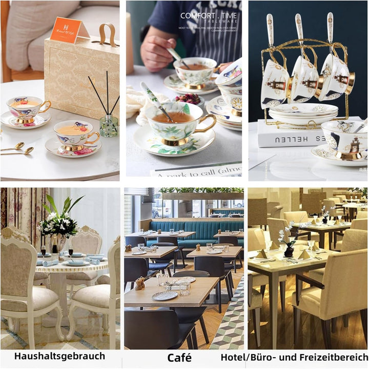 8 Stück Europäischen Blumen Tee Set,Bone China Tee Set Service Kaffee Set, 9 Optionen.Mit Geschenkbo