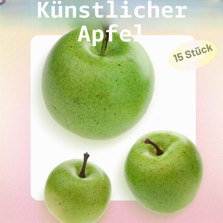 Gresorth 15 Stück Künstliche Grün Apfel Dekoration Gefälschte Obst Modell Realistisch Simulation Gem
