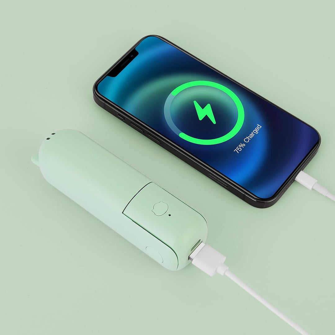 Handventilator to Go, 125g Ultraleichter Taschenventilator Mini, 20H Max Akku mit Powerbank, USB Auf