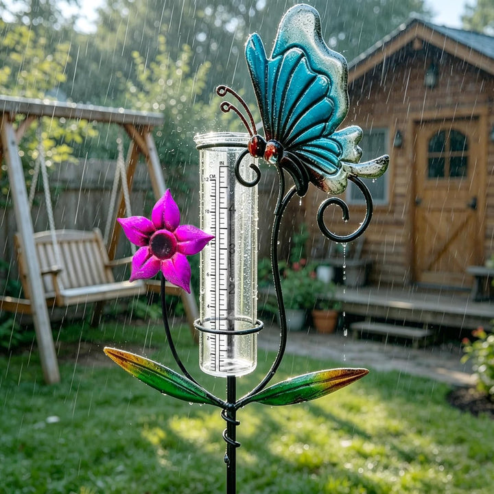 Regenmesser, Regenmesser Frostsicher Regenmesser Gartendeko mit Metall Erdspiess, Gartenzubehör Anal