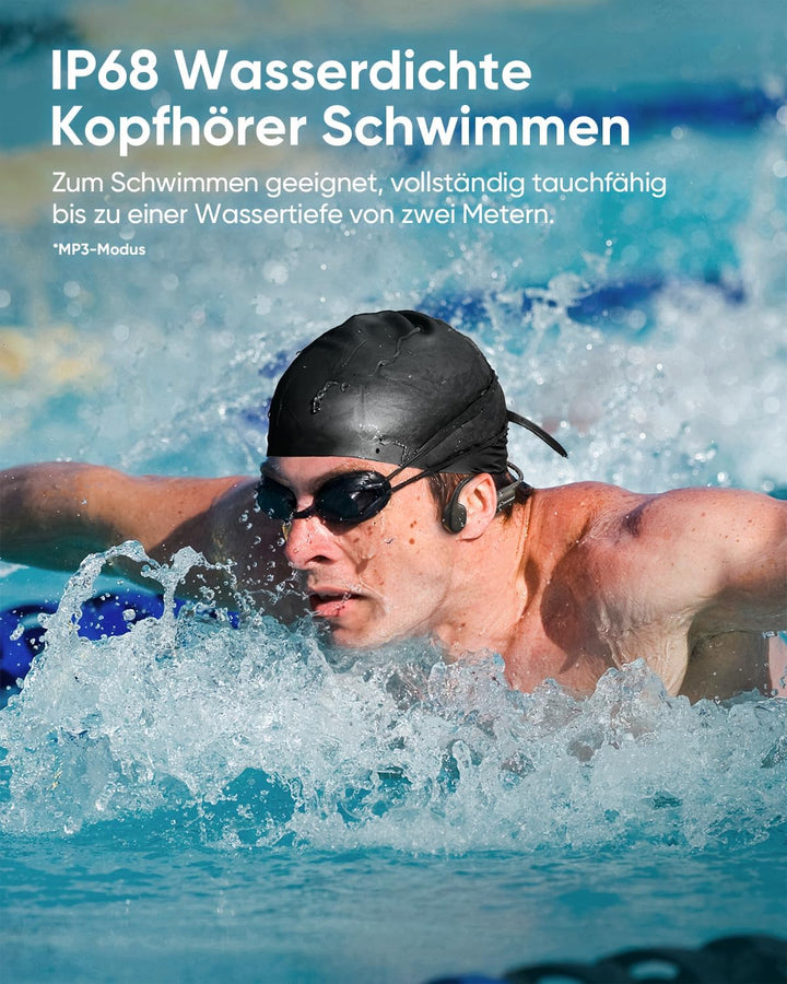 Guudsoud Kopfhörer Schwimmen,IP68 wasserdichte Knochenschall Kopfhörer mit MP3 Player 32GB Speicher,