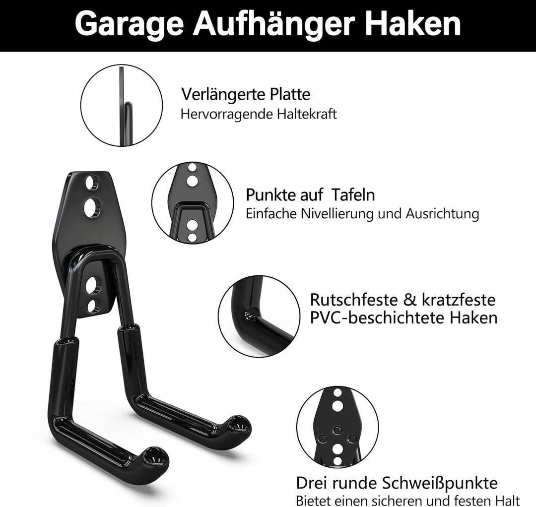 3-H Haken Garage 8 Stück,Wandhaken Garage integrierter Stanztechnologie besteht, Wandhaken Schwerlas