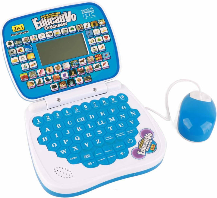 Interaktiver Zweisprachiger Lern-Laptop für Kinder mit Englisch-Spanisch-Musikfunktion, Ideales Lern