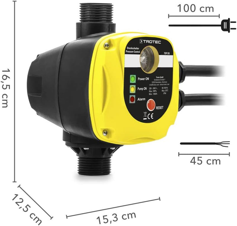 TROTEC Elektronischer Druckschalter TDP DS Pumpensteuerung Druckwächter für Hauswasserwerk Gartenpum