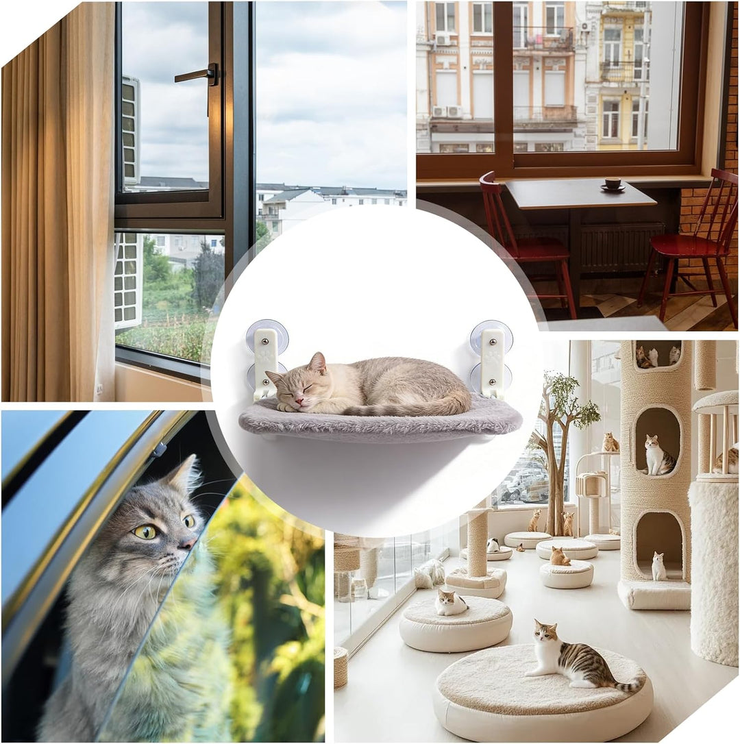 Katzen Fensterhängematte: Faltbares Katzen Fensterbett mit Abnehmbare Plüschunterlage und 4 Starken