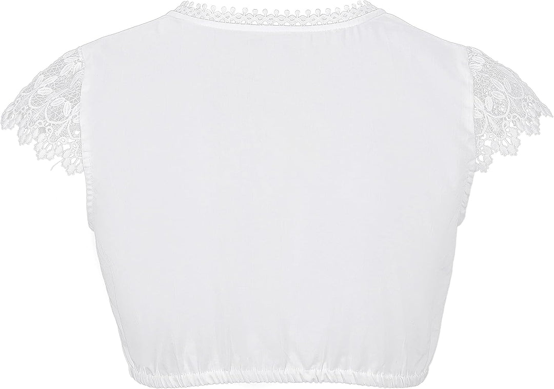 Kelliar Dirndlbluse Damen Trachtenbluse Creme Dirndl Bluse für Bavarian Oktoberfest 42 Creme-78, 42