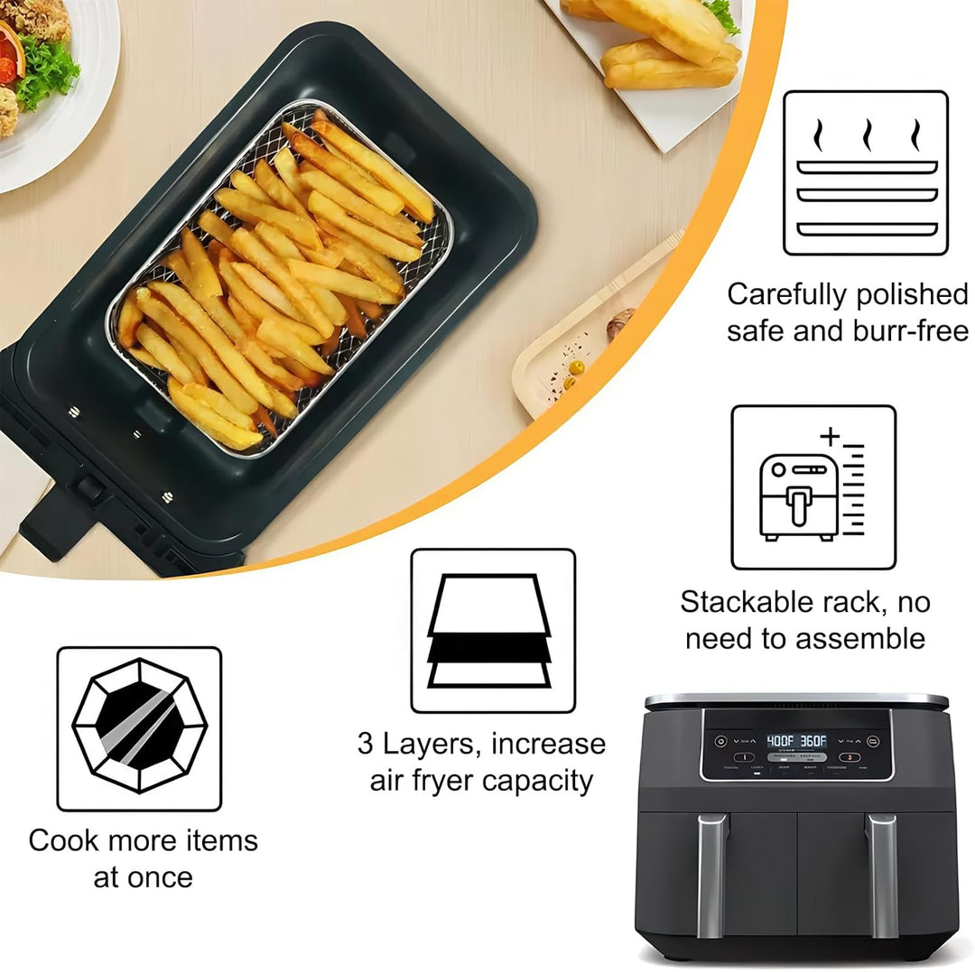 Air Fryer Racks, 3 Stück 304 Edelstahl Air Fryer Korb Tray Heissluftfritteuse Zubehör 3 Schicht Stap