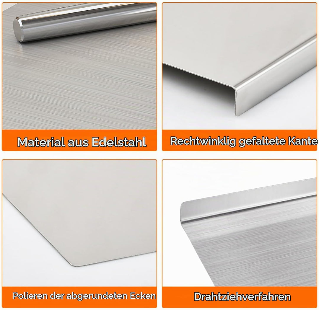 Focenat Edelstahl Schneidebrett 40 x 30cm, Arbeitsplatte Knetbrett Edelstahl, Schneidebrett mit Ansc