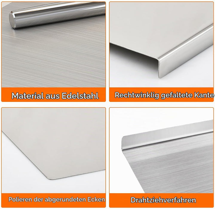 Focenat Edelstahl Schneidebrett 40 x 30cm, Arbeitsplatte Knetbrett Edelstahl, Schneidebrett mit Ansc