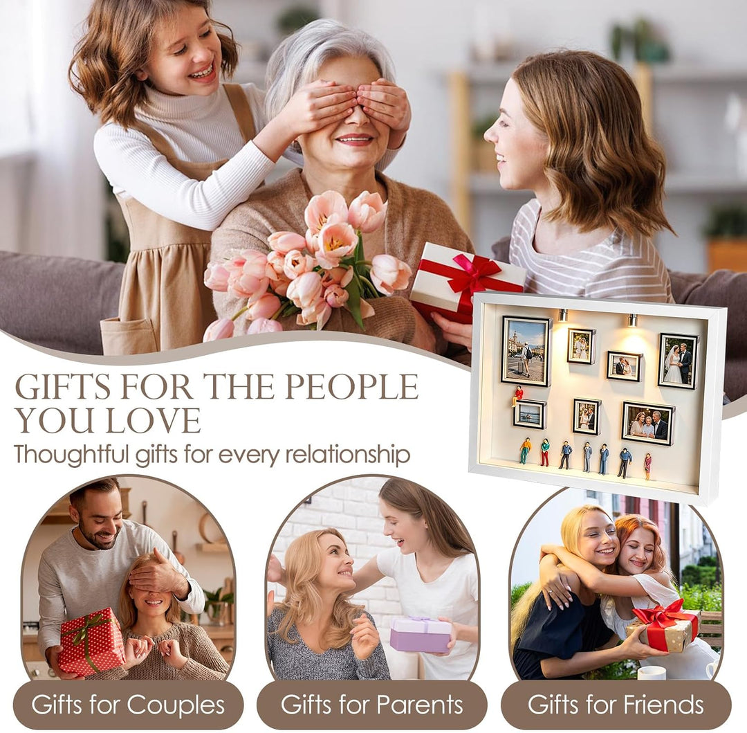 DIY Mini Museum Bilderrahmen, Museum of Us, Shadow Box Bilderrahmen Vintage Set mit Licht, 7 Mini-Ra