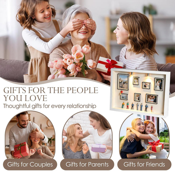 DIY Mini Museum Bilderrahmen, Museum of Us, Shadow Box Bilderrahmen Vintage Set mit Licht, 7 Mini-Ra