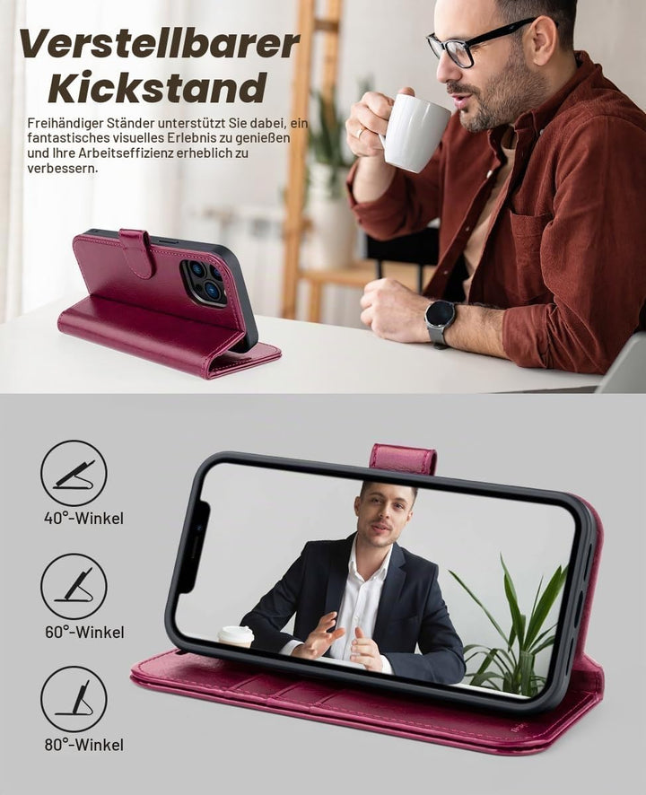 OCASE Abnehmbare Hülle Kompatibel für iPhone 12 Pro Max Burgundy | Handyhülle 2-IN-1 [Magnetische Hü
