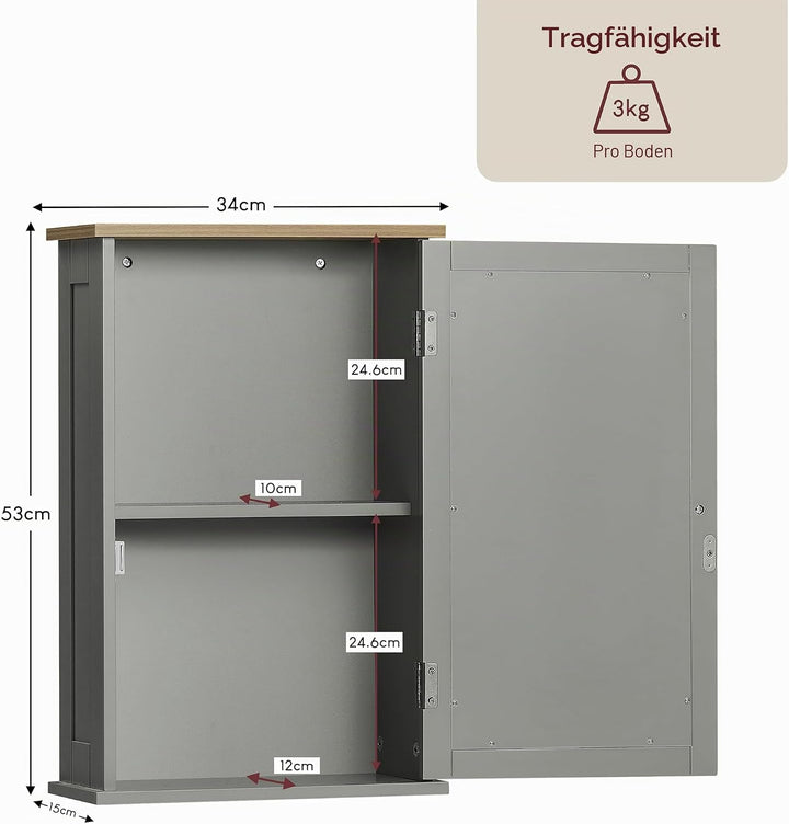 Bath Vida Hoch-& Midischränke fürs Bad, Mitteldichte Holzfaserplatte, Grau, Standard 1 Tür Grau, 1 T