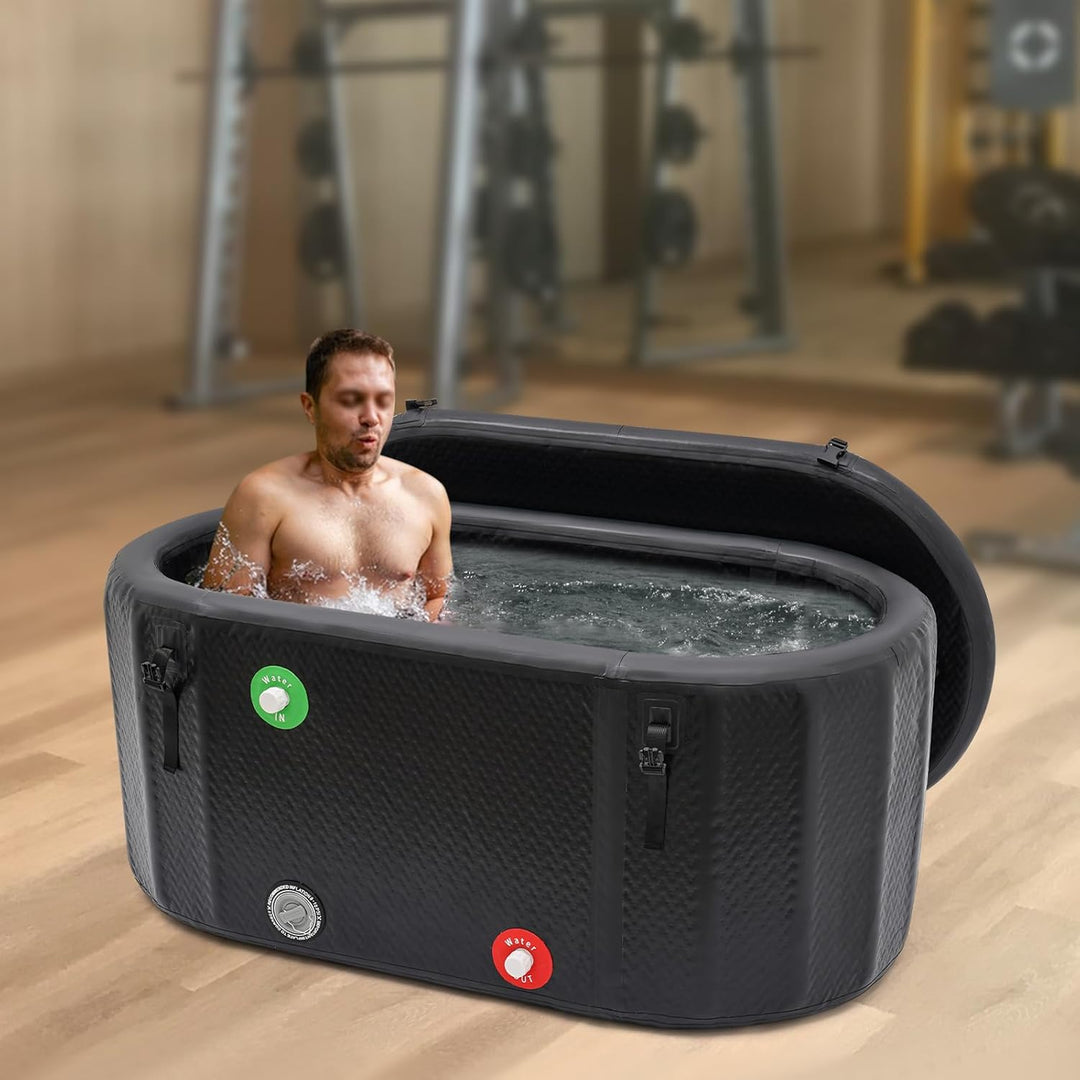 Aufblasbare Badewanne, Premium ovales Eisbad mit Tragetasche, Aufblasbare Pumpe, Isolierte Eistonne