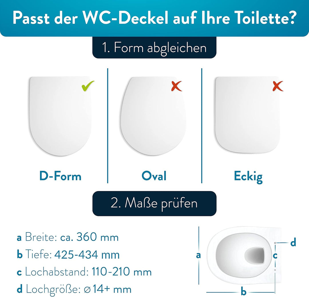 Benkstein® Premium Toilettendeckel antibakteriell D-Form weiss Klodeckel mit Quick-Release-Funktion