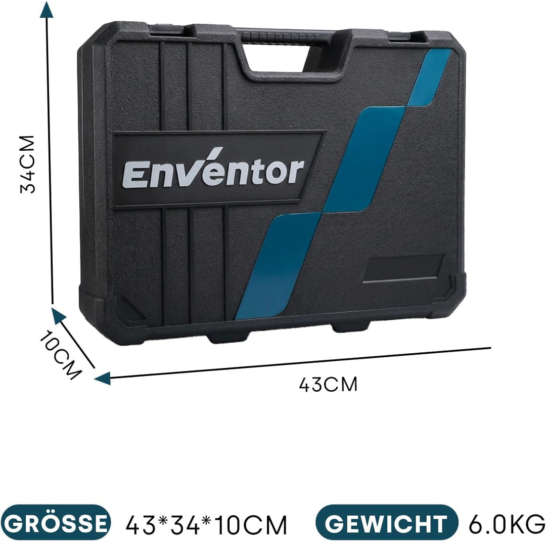 ENVENTOR Werkzeugkoffer Gefüllt 280 tlg - Haushalts Werkzeug-Set mit Schraubendreher Set, Hammer, Za