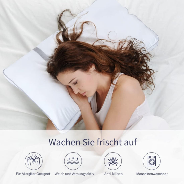 BedStory Kopfkissen 40×80, 2er Set Kissen 40×80 aus 2×850g Mikrofaser, Hotel Qualität Schlakissen mi