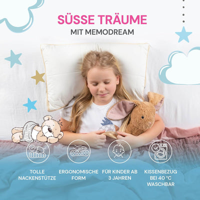 VITAPUR MemoDream Junior Kid's Kissen, Memory-Schaum, hypoallergen, weich, waschbar, Zertifiziert na