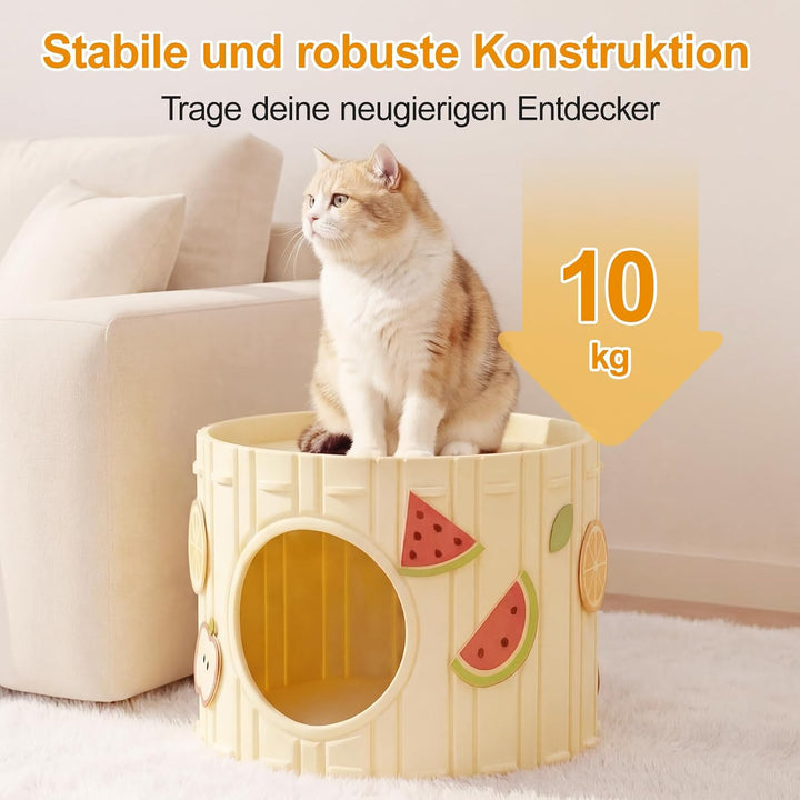 Katzenhöhle Filz, Stabiles Katzenhaus Indoor mit Aufklebern | Katzenbett mit Jingle-Kerze, Kuchen-Ka