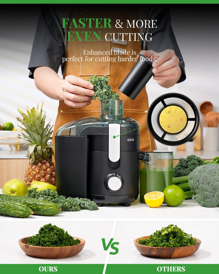 GDOR Entsafter 600W Juicer mit Grossem 65mm Einfüllschacht Hoher Ertrag Entsafter Gemüse und Obst mi