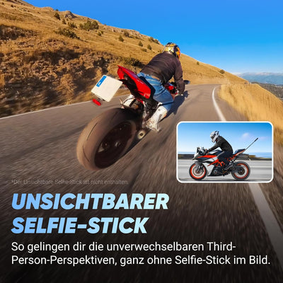 Insta360 X4 Motorradlenker-Bundle - 8K wasserdichte 360 Action Kamera, 4K Weitwinkel-Video, unsichtb