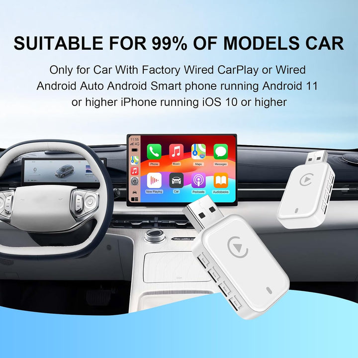 EZoneTronics 2-in-1 Wireless Android Auto & Carplay Adapter, Convert Wired to Wireless Carplay Adapt