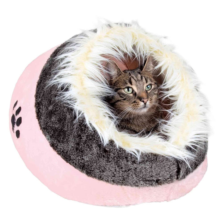 Trixie 36301 Kuschelhöhle Minou, 35 × 26 × 41 cm, rosa/grau rosa/grau ohne Adventskalender, rosa/gra