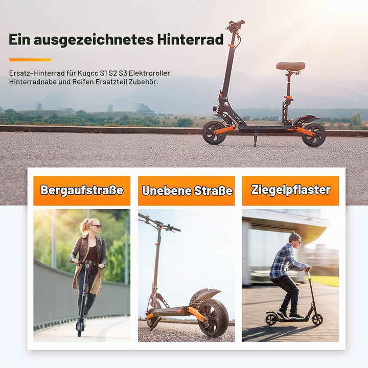 Roundsky Ersatz Hinter Rad für Kugoo S1 S2 S3 Elektro Roller Hinter Rad Nabe und Reifen Ersatz Teil