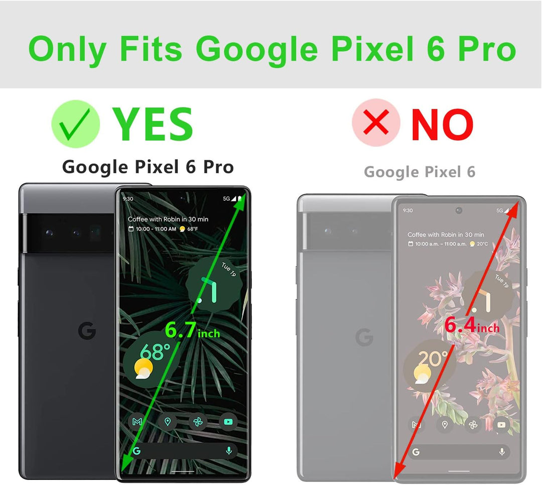 LENSUN Echtleder Hülle für Google Pixel 6 Pro, Handyhülle [Echtes Leder] [RFID] [Magnetverschluss] H