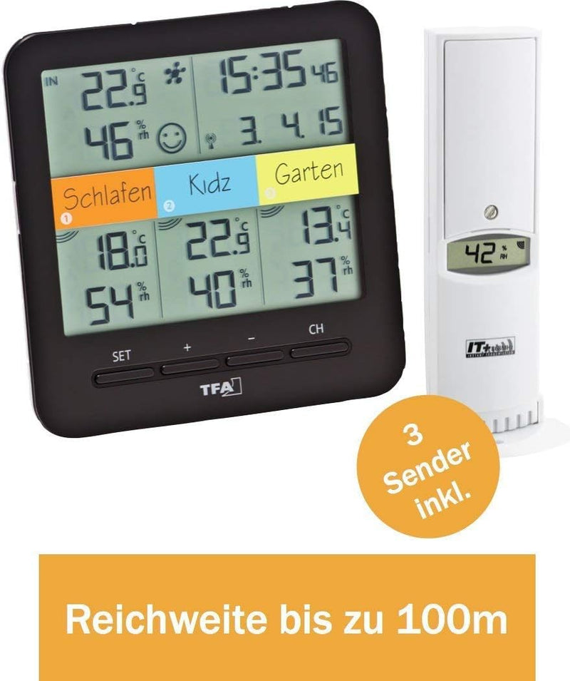TFA Dostmann 31.4007.02 Weatherhub Starter-Set mit Klima@Home Funk-Thermo-Hygrometer, Mobile Klima-