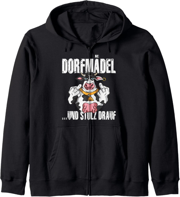 Dorfmädel und stolz drauf Landwirt Rind Fan Bauern Bauernhof Kapuzenjacke