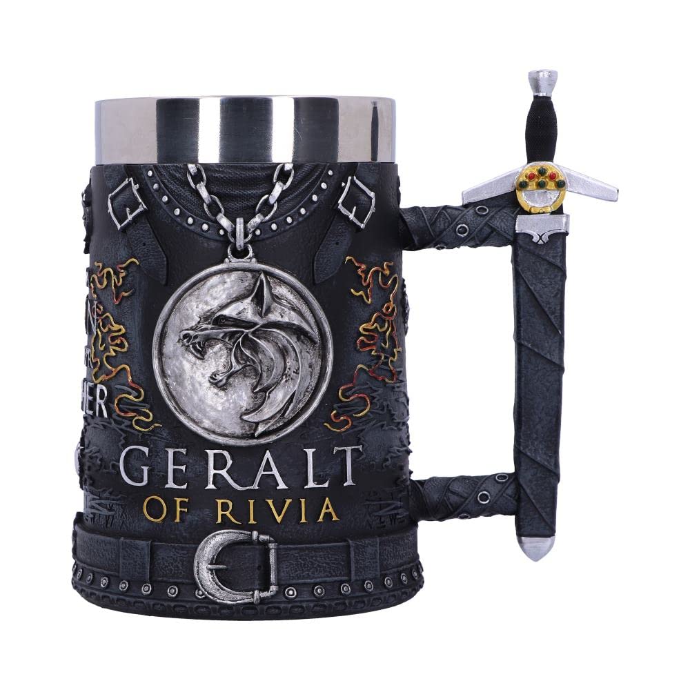 Nemesis Now Bierkrug The Witcher Geralt of Rivia, offizielles Lizenzprodukt, 15,5 cm, Schwarz, B5970