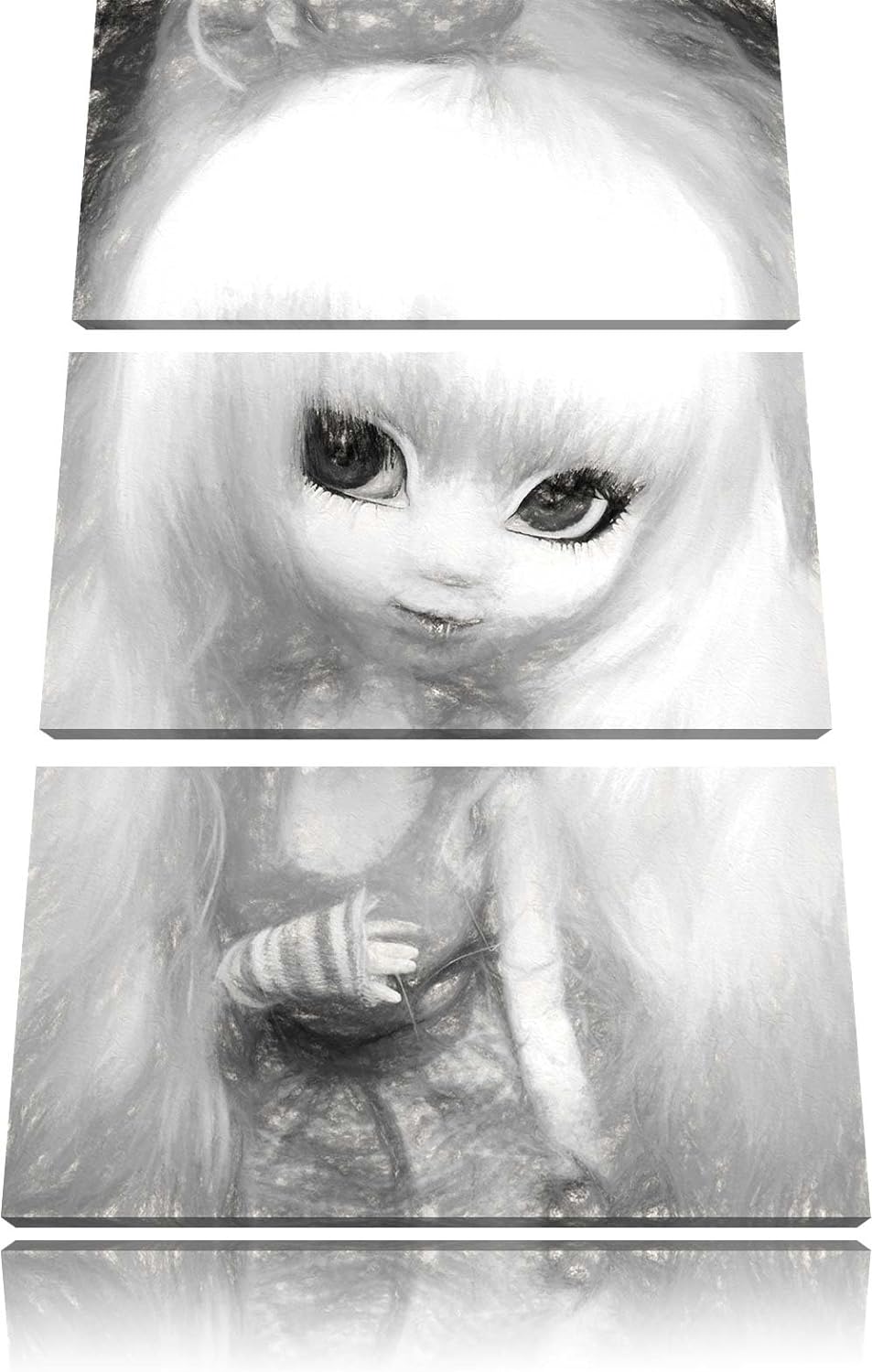 Pullip-Püppchen im 70er-Jahre-Stil NewArt 3-Teiler Leinwandbild 120x80 Bild auf Leinwand, XXL riesig