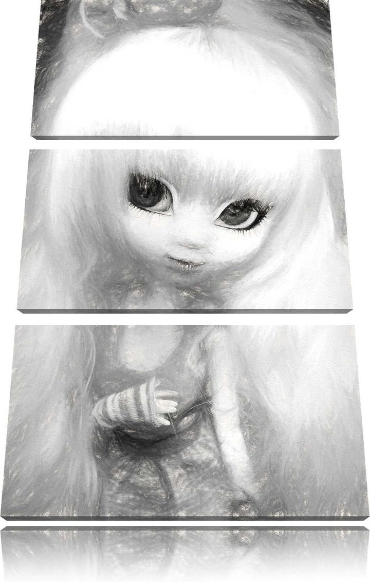 Pullip-Püppchen im 70er-Jahre-Stil NewArt 3-Teiler Leinwandbild 120x80 Bild auf Leinwand, XXL riesig