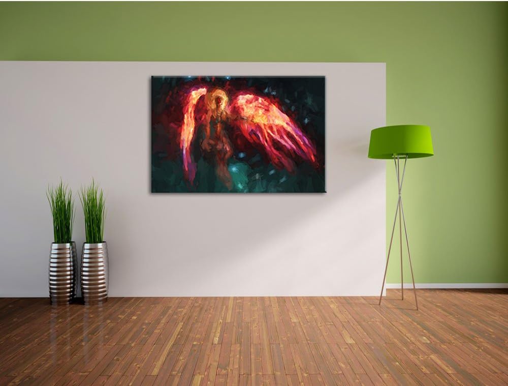 Pixxprint Alien Teufel im Weltraum Kunst Pinsel Effekt, Format: 100x70 auf Leinwand, XXL riesige Bil