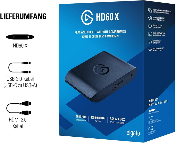 Elgato HD60 X - Streamen und aufzeichnen in 1080p60 HDR10 oder 4K30 mit ultraniedriger Latenz auf PS