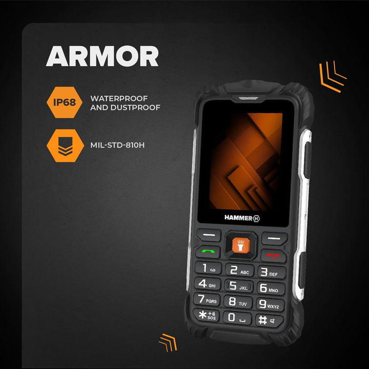Hammer H Forge LTE Outdoor Handy ohne Vertrag, 3000mAh Akku, 32 GB, 2,4" IPS Display, grosse Tasten,