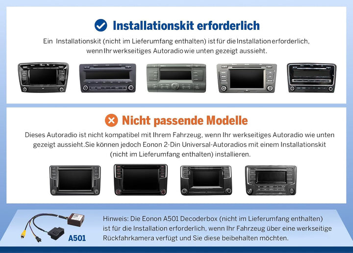 Eonon 9 Zoll Autoradio für VW Golf VI/V Polo Touran T5 Seat Skoda Android 13 6+64GB 8-Core mit Bluet