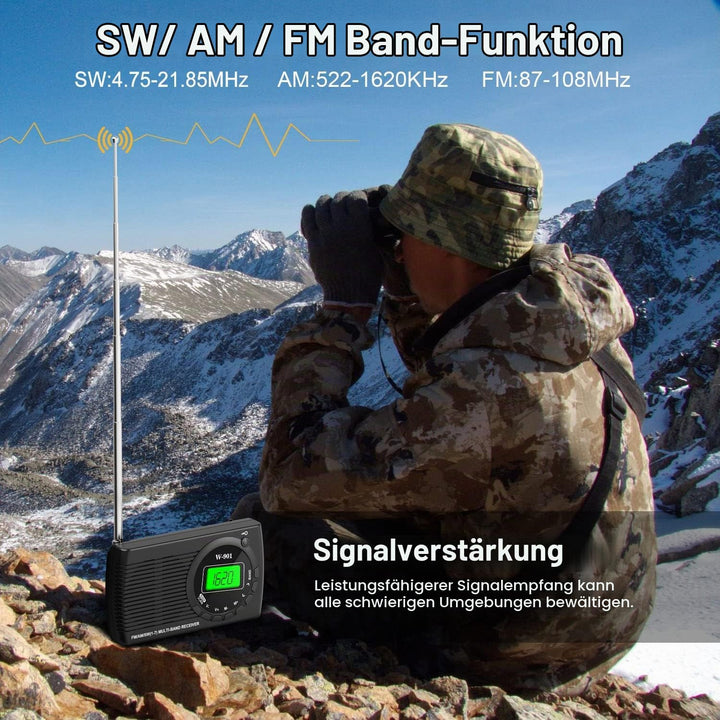 Padwa Lifestyle Mini Radio, Radio Batteriebetrieben Am Fm Sw Fm, Taschenradio Mit On-Screen-Display/