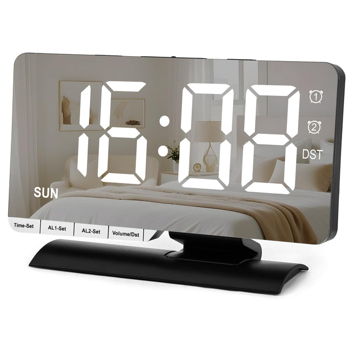 Sukeen Wecker Digital, LED Digital Uhr, 7,3" Tischuhr mit Schlummerfunktion, Zwei Weckzeiten, Wochen
