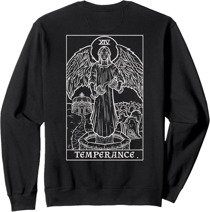 Temperance Tarotkarte Halloween Gothic Weinender Engel Rückseite Druck Sweatshirt