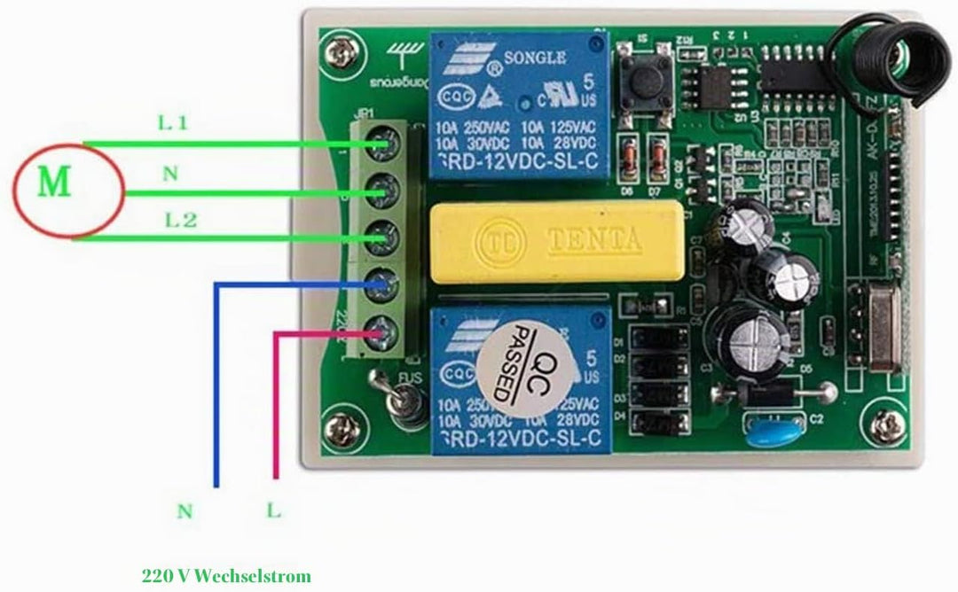 Wechselstrom 220VAC RF 2 Kanal kabellose Fernsteuerungs 1 * Empfänger + 3 * Transmitter Schlauchmoto