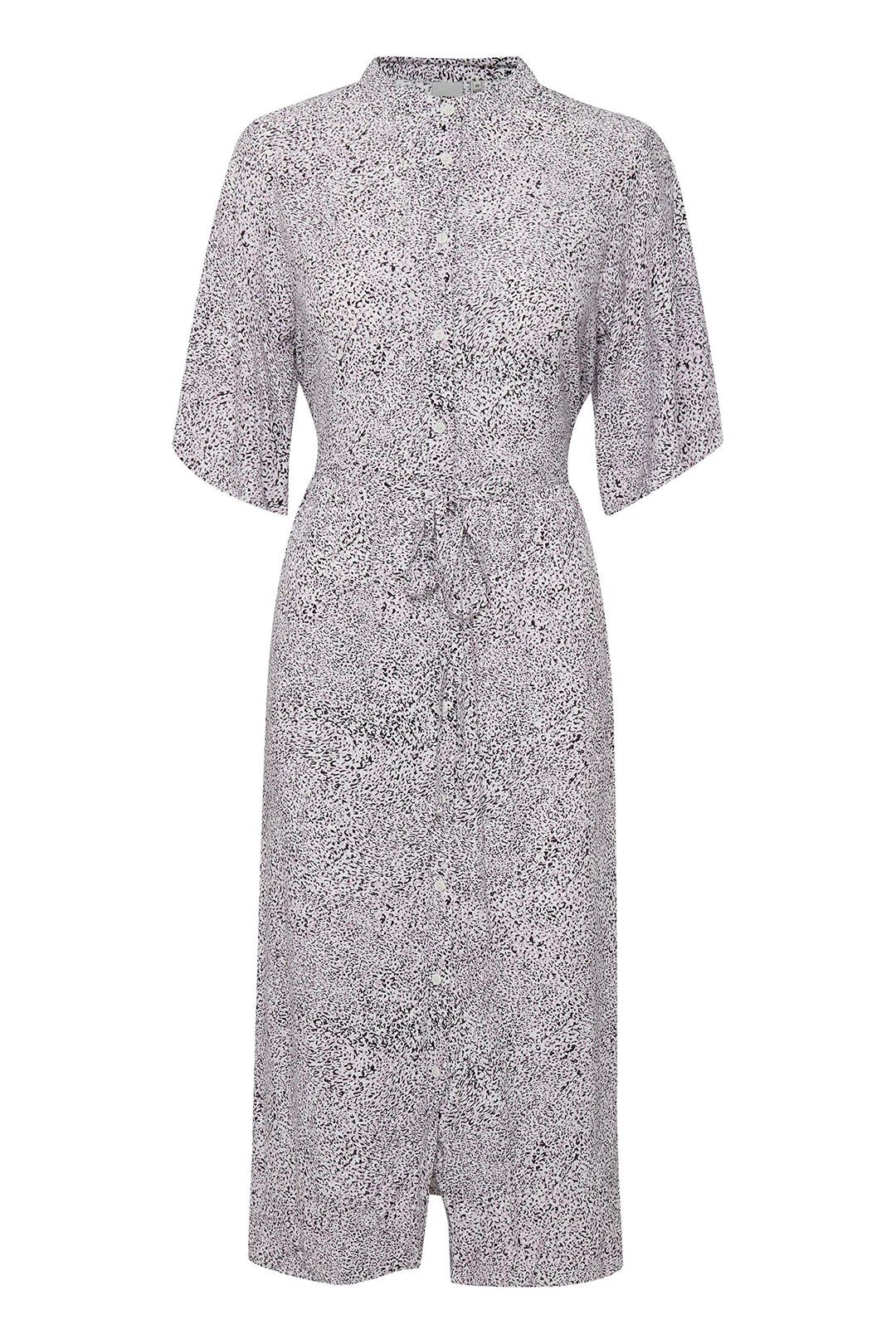 ICHI IHHARENA DR Damen Freizeitkleid Kleid Midikleid mit hochgeschlossenem Auschnitt und weiten Ärme
