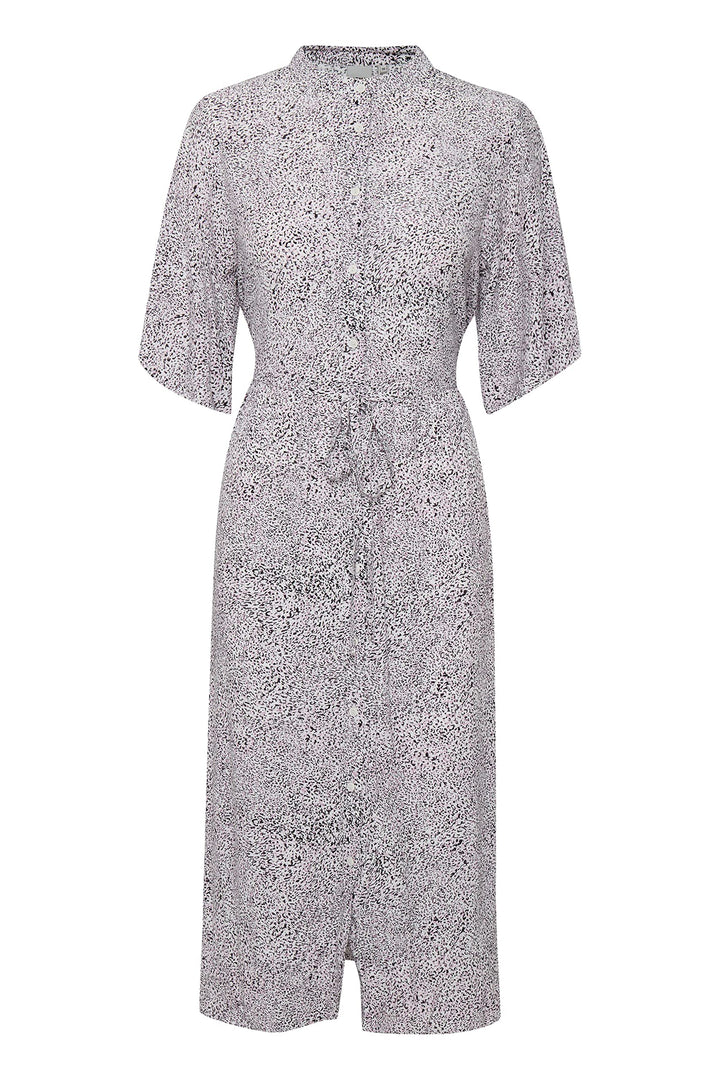ICHI IHHARENA DR Damen Freizeitkleid Kleid Midikleid mit hochgeschlossenem Auschnitt und weiten Ärme