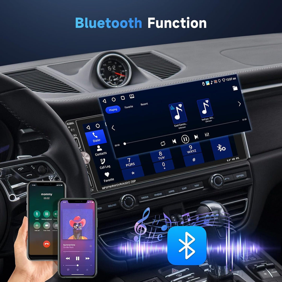 Inefala Android 15 Autoradio 1 Din mit drahtlosem CarPlay und Android Auto, 6,9 Zoll Auto Bildschirm